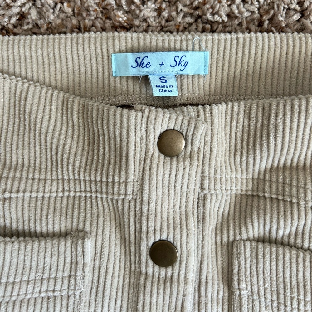 Cream She + Sky Corduroy Button Skirt - Size Small - Picture 4 of 4